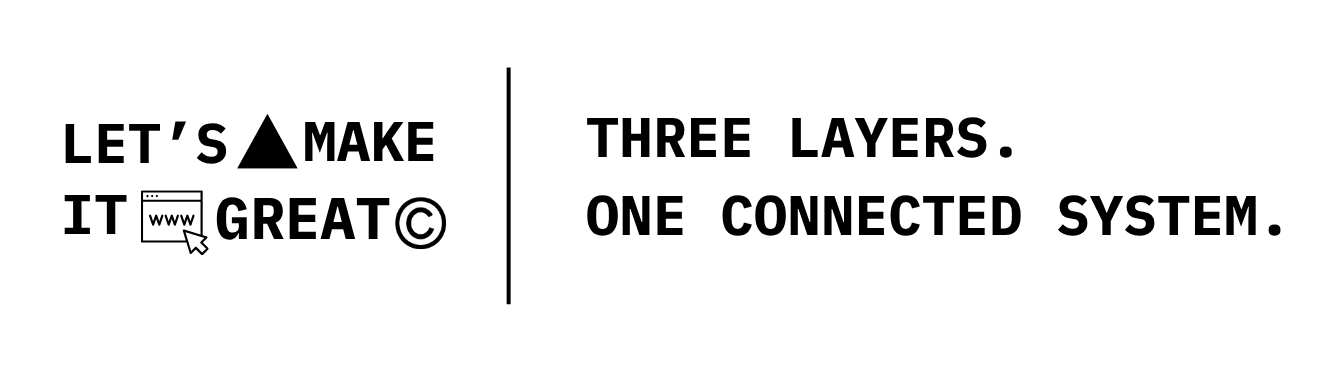 Let's make it great — three layers. One connected system.